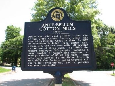 Ante~ Bellum Cotton Mills 1840 Marker image. Click for full size.