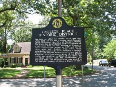 College Place Historic District Marker (located N. Lelia and Willingham Rd) image. Click for full size.