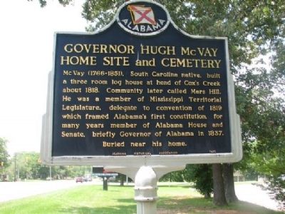 Governor Hugh McVay Home Site and Cemetery Marker image. Click for full size.