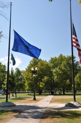 The Two Sesquicentennial Flagpoles. Click for full size. The Two Sesquicentennial Flagpoles image. Click for full size.