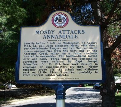 Mosby Attacks Annandale Marker image. Click for full size.