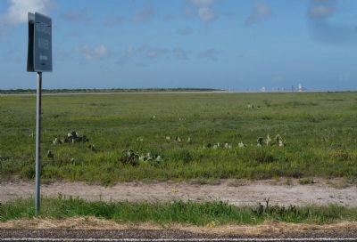 Site of Camp Belknap Marker - view across South Bay toward Port Isabel, Texas. Click for full size. Site of Camp Belknap Marker - view across South Bay toward Port Isabel, Texas image. Click for full size.