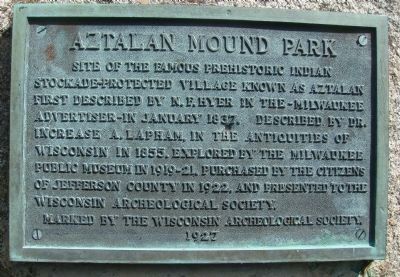 Aztalan Mound Park Marker image. Click for full size.