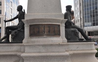 The rear of the Monument and the Plaque Listing the Names of the Members of the Pioneer Party. image. Click for full size.