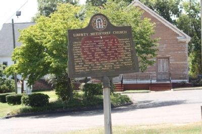 Liberty Methodist Church and Marker image. Click for full size.