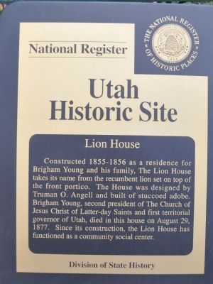 Lion House State and National Register Marker. Click for full size. Lion House State and National Register Marker image. Click for full size.