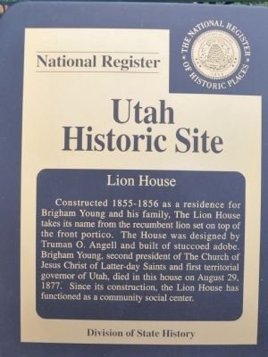Lion House State and National Register Marker image. Click for full size.