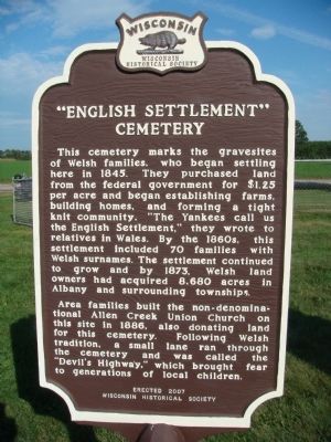 "English Settlement" Cemetery Marker. Click for full size. "English Settlement" Cemetery Marker image. Click for full size.