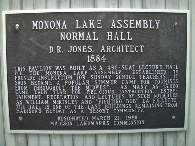 Monona Lake Assembly Normal Hall Marker image. Click for full size.
