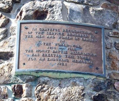 Mount Battie Memorial Tower Marker image. Click for full size.