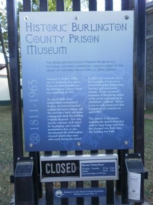 Historic Burlington County Prison Museum Marker image. Click for full size.