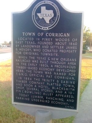 Town of Corrigan Marker image. Click for full size.