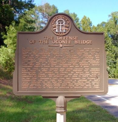 The Defense of the Oconee Bridge Marker image. Click for full size.