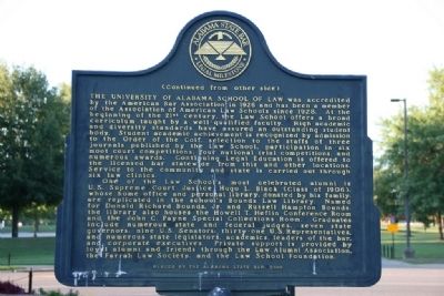The University of Alabama School of Law Marker Side B image. Click for full size.