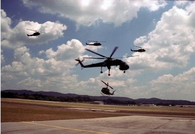 Vietnam Era Veterans, CH-54 Skycrane and UH-1s. image. Click for full size.