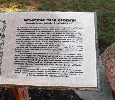 Right - Text Section - - Potawatomi "Trail of Death" Marker image. Click for full size.