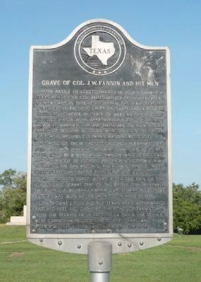 Grave of Colonel J. W. Fannin and His Men Marker image. Click for full size.