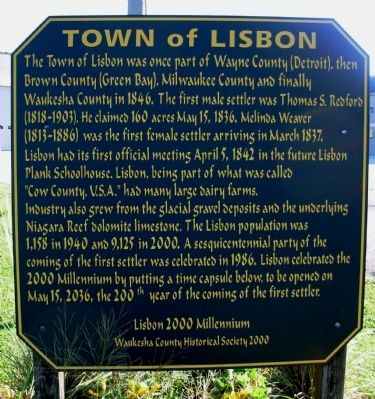 Town of Lisbon Marker image. Click for full size.