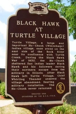 Black Hawk at Turtle Village Marker. Click for full size. Black Hawk at Turtle Village Marker image. Click for full size.