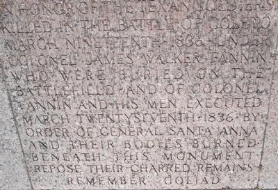 Inscription at the foot of the monument image. Click for full size.