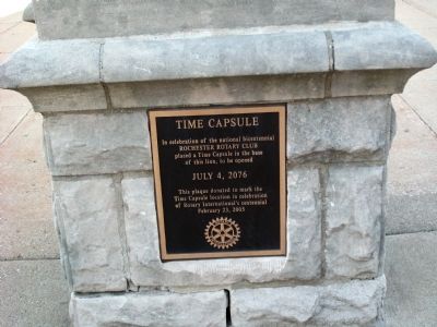 Plaque on Obverse of West Side " Lion " Base - - Time Capsule image. Click for full size.