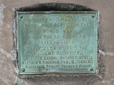 32nd Ward World War I Memorial. Click for full size. 32nd Ward World War I Memorial image. Click for full size.