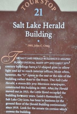 Utah Heritage Foundation Salt Lake Herald Building Marker. Click for full size. Utah Heritage Foundation Salt Lake Herald Building Marker image. Click for full size.