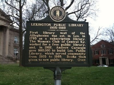 Lexington Public Library Marker image. Click for full size.