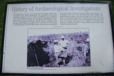 History of Archaeological Investigations Marker image. Click for full size.