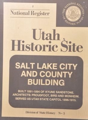Salt Lake City and County Building Marker image. Click for full size.