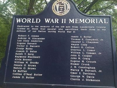 World War II Memorial Marker (Side 1) A-D image. Click for full size.