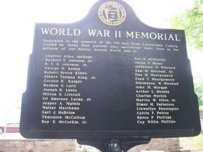 World War II Memorial Marker (Side 3) J-P image. Click for full size.