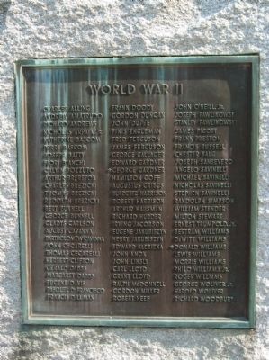 World War II Plaque on the Back of the Stone image. Click for full size.
