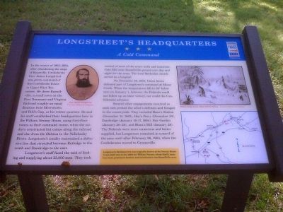 Longstreet's Headquarters Civil War Trails Marker. Click for full size. Longstreet's Headquarters Civil War Trails Marker image. Click for full size.