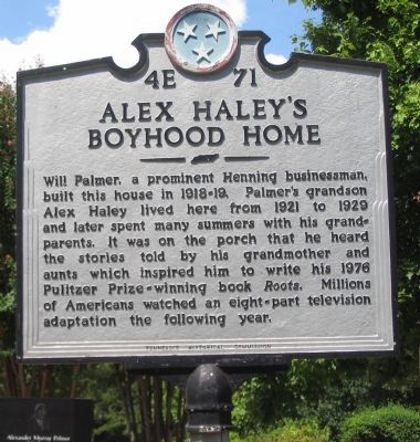 Alex Haley's Boyhood Home Marker image. Click for full size.