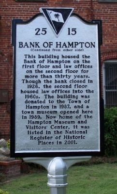 Bank of Hampton Marker, reverse side image. Click for full size.