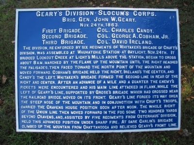 Geary's Division - Slocum's Corps. Marker image. Click for full size.
