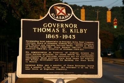 Governor Thomas E. Kilby Marker image. Click for full size.