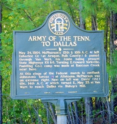 Army of the Tenn. To Dallas Marker image. Click for full size.