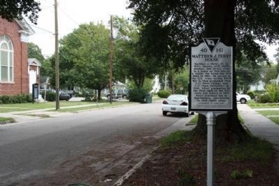Matthew J. Perry House Marker, looking east along Washington Street. Click for full size. Matthew J. Perry House Marker, looking east along Washington Street image. Click for full size.