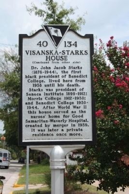 Visanska-Starks House Marker, reverse text image. Click for full size.