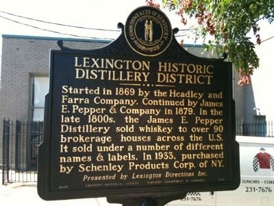 Lexington Historic Distillery District Marker - Side A image. Click for full size.