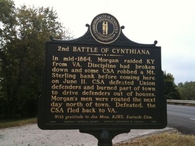 2nd Battle of Cynthiana Marker. Click for full size. 2nd Battle of Cynthiana Marker image. Click for full size.