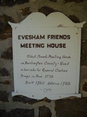 Evesham Friends Meeting House Marker image. Click for full size.