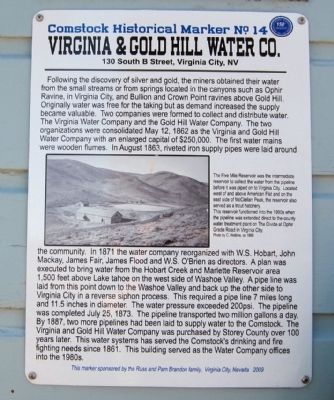 Virginia & Gold Hill Water Company Marker image. Click for full size.