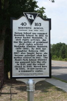 Monteith School Marker, reverse side image. Click for full size.