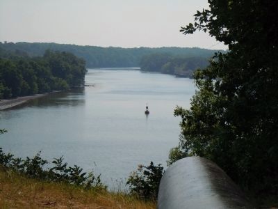 View of the river from Drewry's Bluff along site line of cannon. Click for full size. View of the river from Drewry's Bluff along site line of cannon image. Click for full size.