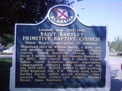 Saint Bartley Primitive Baptist Church Marker image. Click for full size.