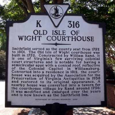 Old Isle of Wight Courthouse Marker image. Click for full size.