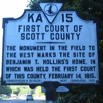 First Court of Scott County Marker. Click for full size. First Court of Scott County Marker image. Click for full size.